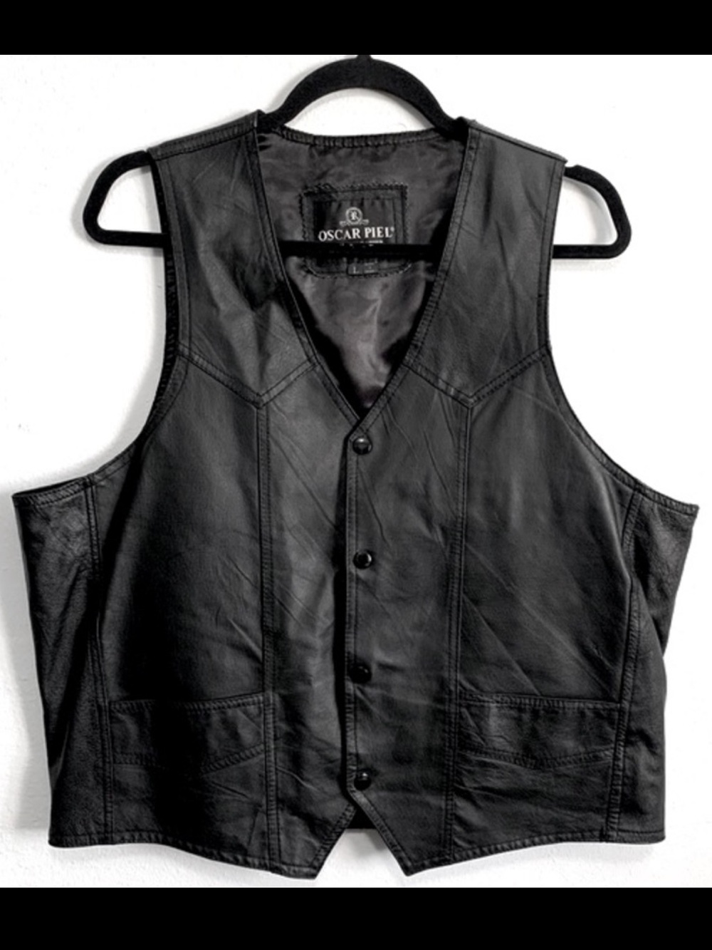 Oscar Piel Genuine Leather Black Vest